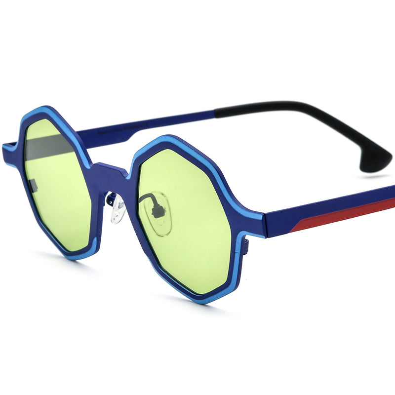 Colourful Titanium Polygon Polarised Sunglasses Vintage - Blue - MCROONS