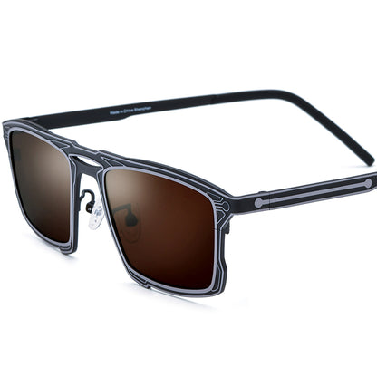 Pure Titanium Square Polarized Sunglasses UV400 - Gray Black Brown Lens - MCROONS