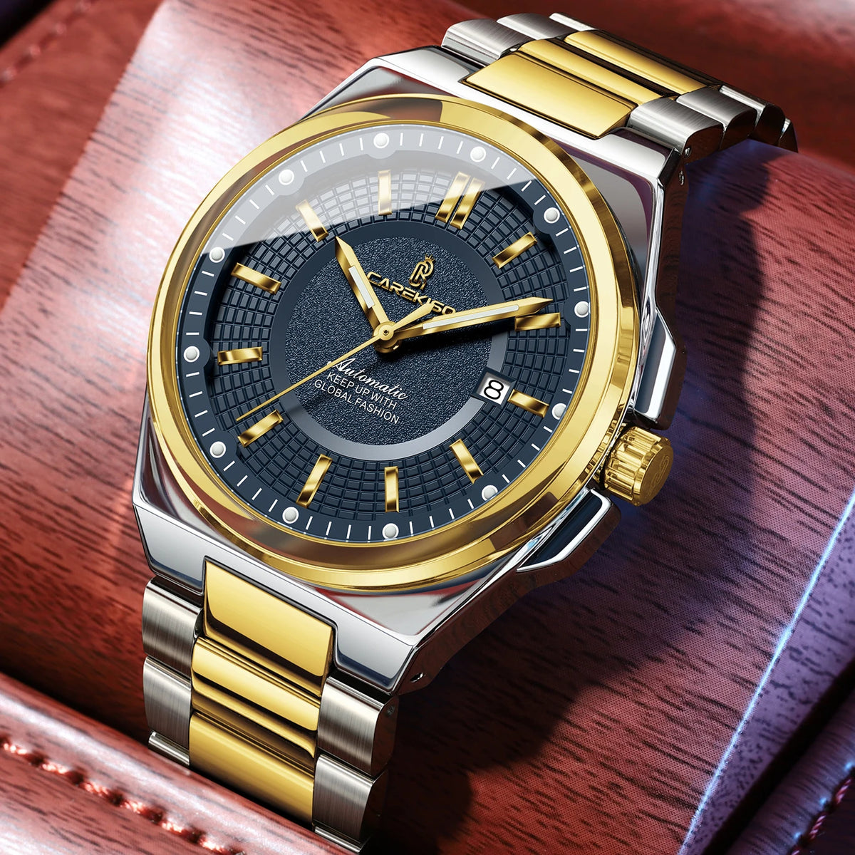 Poedagar C122 Men's Luxury Automatic Mechanical Watch – Stainless Steel Band, Waterproof, Luminous, Date