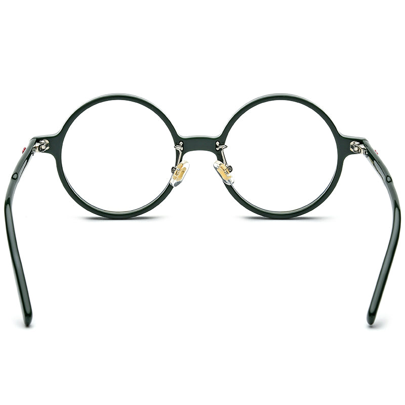 Vintage Round Acetate Optical Glasses Frame - MCROONS - Dark Green back view