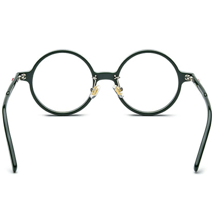 Vintage Round Acetate Optical Glasses Frame - MCROONS - Dark Green back view
