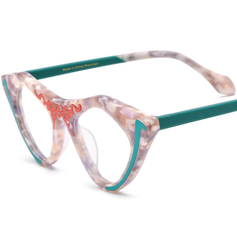 Matte Acetate Cat Eye Optical Glasses Frame Retro - Pink - MCROONS