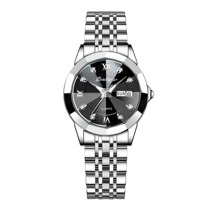 Poedagar 3076 Women's Luxury Quartz Watch – Stainless Steel Band, Waterproof, Luminous, Date