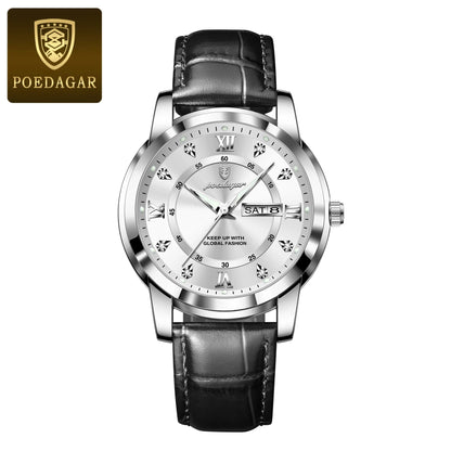 Poedagar 936 Men's Luxury Quartz Watch – Stainless Steel Band, Waterproof, Luminous, Date