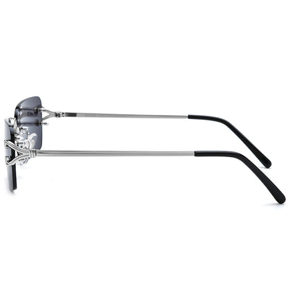 Rimless Metal Alloy Sunglasses - MCROONS - lens detail