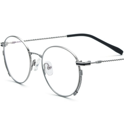Retro Lightweight Titanium Round Optical Glasses - Silver - MCROONS