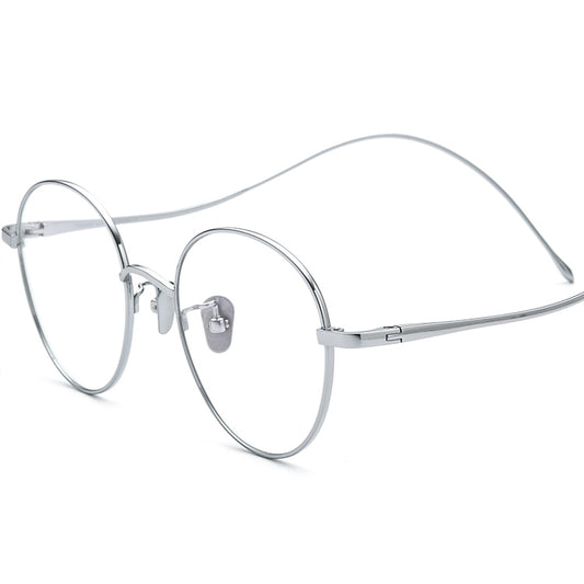 Retro Pure Titanium Round Optical Glasses Multicolour - Silver - MCROONS