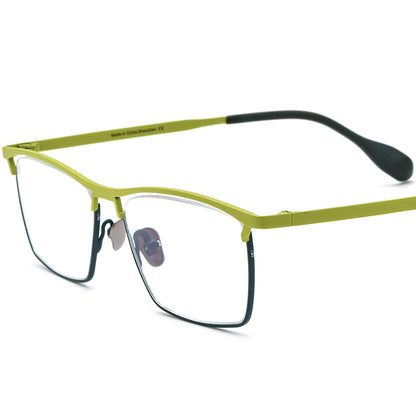 Titanium Square Optical Glasses Frame Colourful Retro - Matte Yellow Green - MCROONS