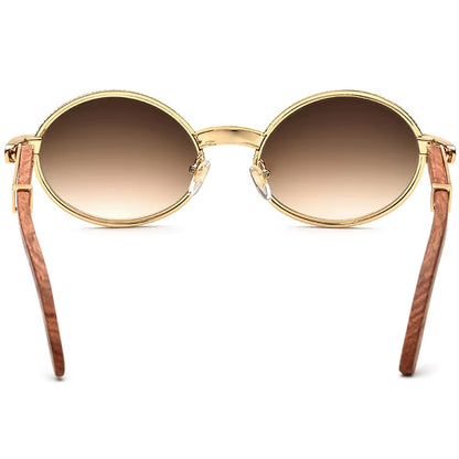 Diamante Wood Round Sunglasses - MCROONS - back view