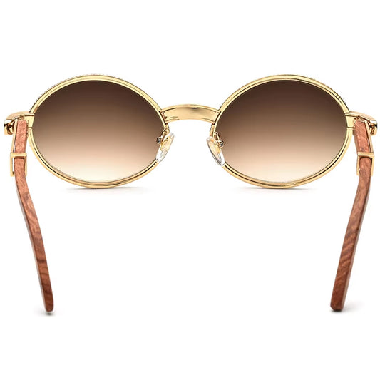 Diamante Wood Round Sunglasses - MCROONS - back view