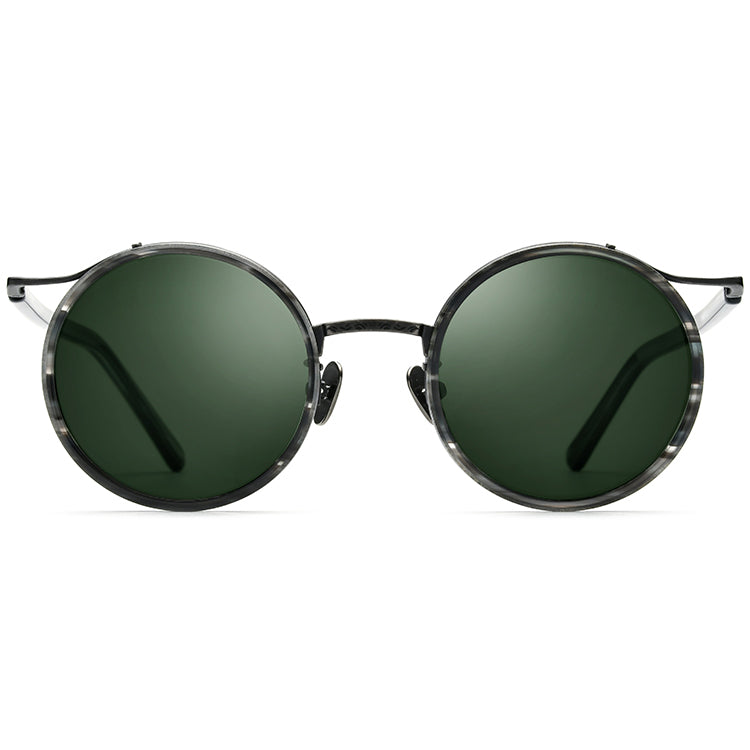 Acetate Titanium Round Polarized Sunglasses - MCROONS - front view