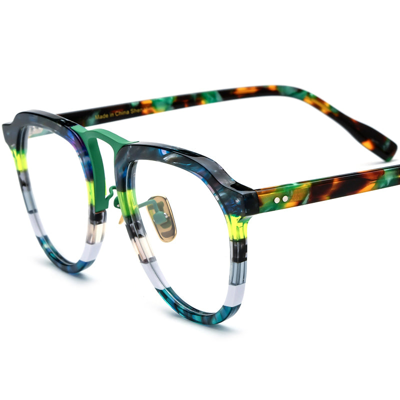 Classic Pilot Style Acetate Optical Glasses Frame - Green - MCROONS
