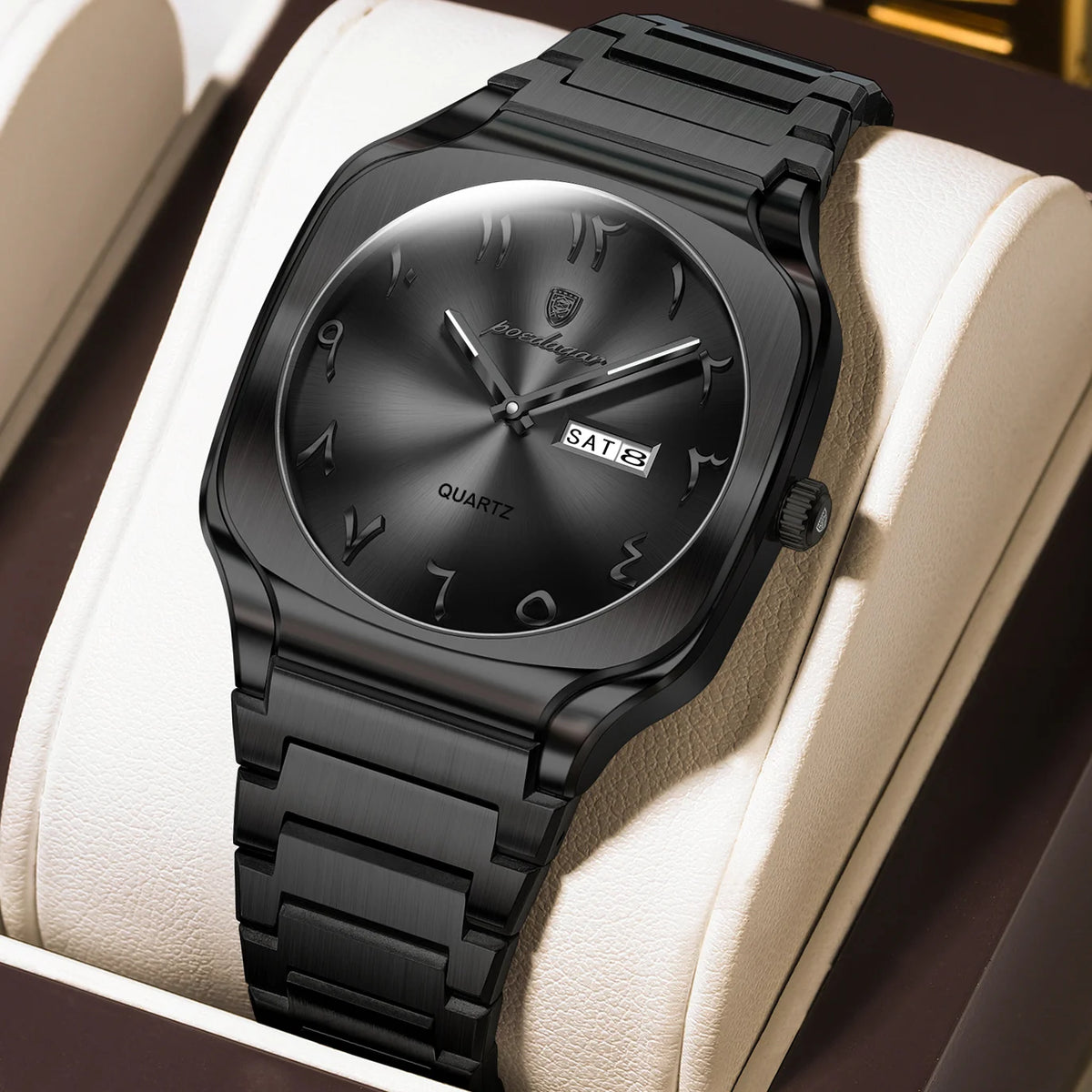 Poedagar 616 Men's Luxury Quartz Watch – Stainless Steel Band, Waterproof, Luminous, Date