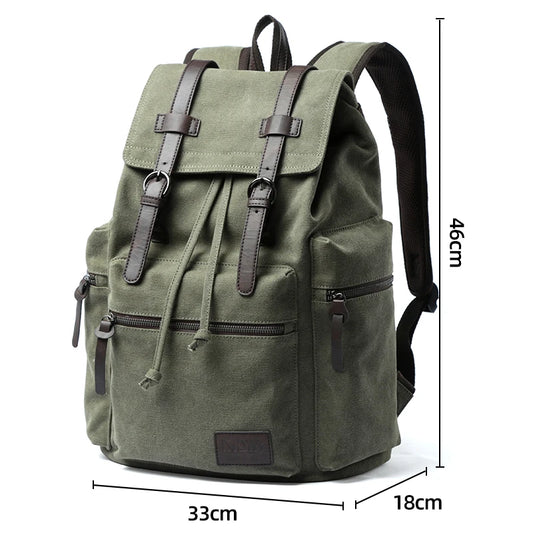 MOYYI Anti-Theft Vintage Laptop Bags for Men Outdoor Travel Backpack Sport Canvas Men'S Backpack