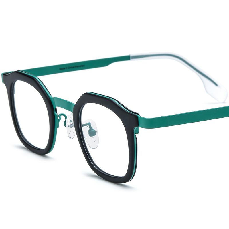 Acetate Titanium Square Optical Glasses Frame - Cyan - MCROONS