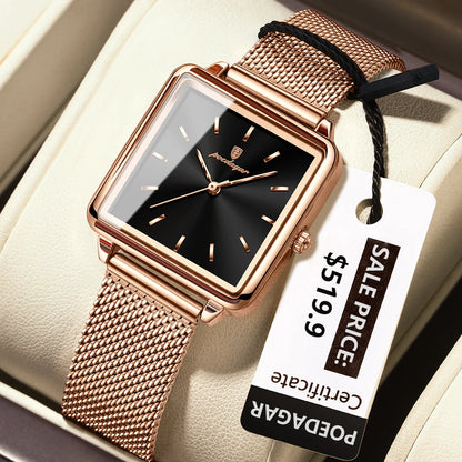 Poedagar 793 Women's Luxury Quartz Watch – Stainless Steel Band, Waterproof, Luminous