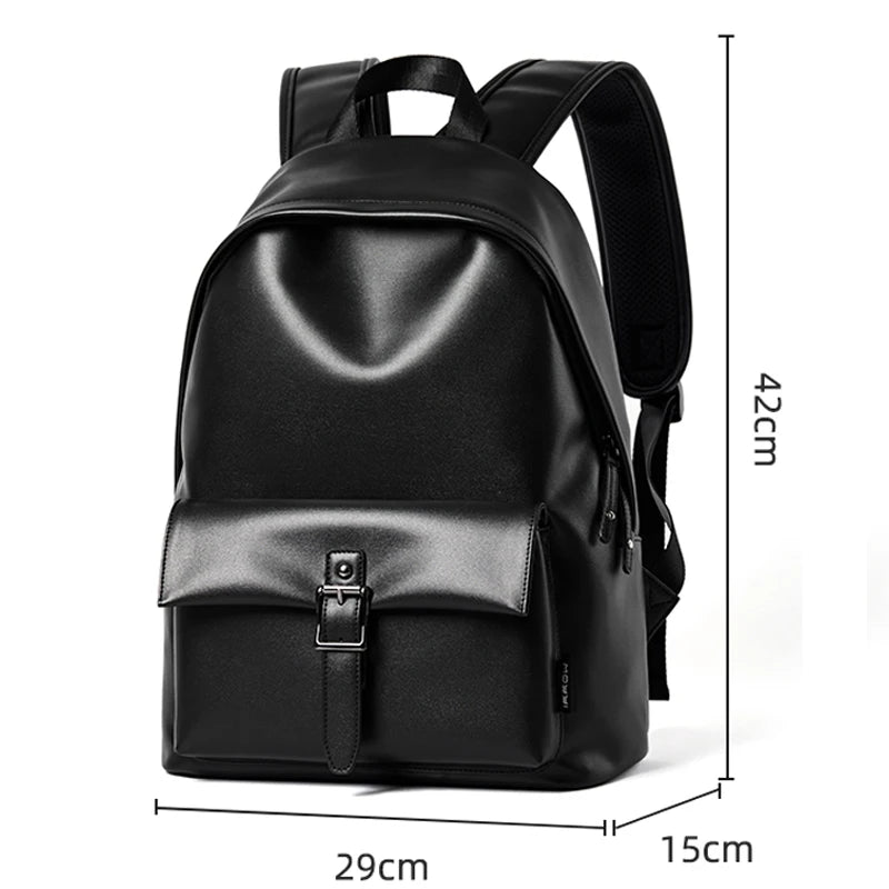 MOYYI Fashion PVC Leather Laptop Backpack for Men Anti-Theft Waterproof Men'S Backpacks Travel School Bags Outdoor