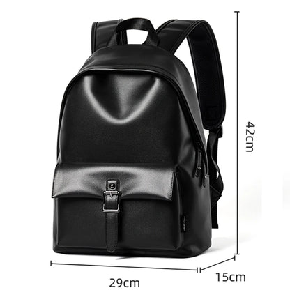 MOYYI Fashion PVC Leather Laptop Backpack for Men Anti-Theft Waterproof Men'S Backpacks Travel School Bags Outdoor