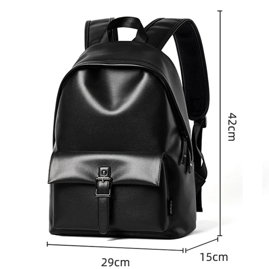 MOYYI Fashion PVC Leather Laptop Backpack for Men Anti-Theft Waterproof Men'S Backpacks Travel School Bags Outdoor