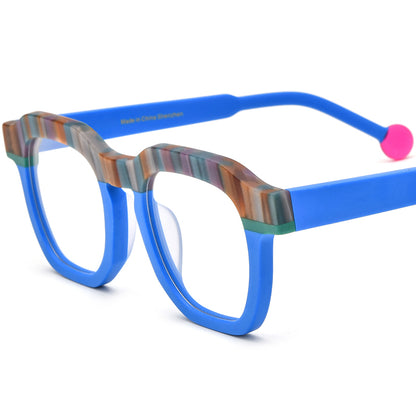 Vintage Square Matte Acetate Optical Glasses Frame - Blue - MCROONS