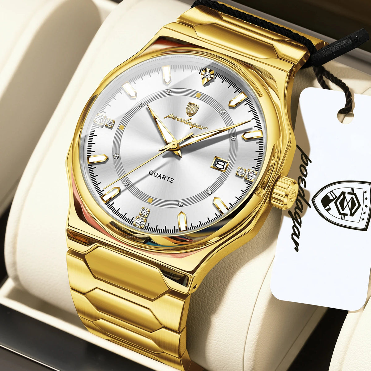 Poedagar 967 Men's Luxury Quartz Watch – Stainless Steel Band, Waterproof, Luminous, Date