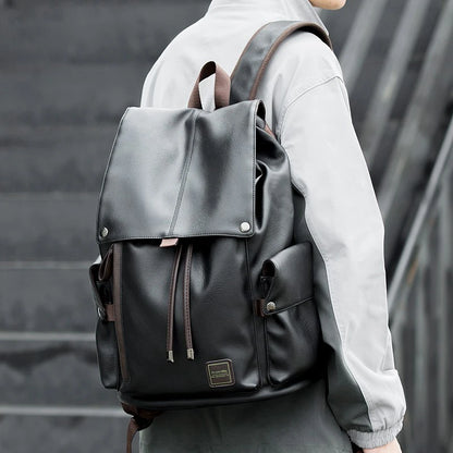 PU Leather Backpack Outdoor School College Bag for Men Laptop Leather Backpack