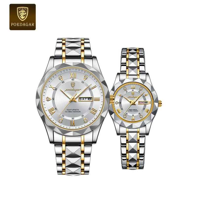 Poedagar Women's Luxury Quartz Watch – Stainless Steel Band, Waterproof, Luminous, Date