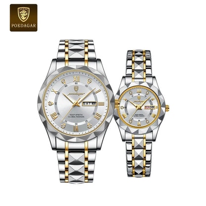 Poedagar Women's Luxury Quartz Watch – Stainless Steel Band, Waterproof, Luminous, Date