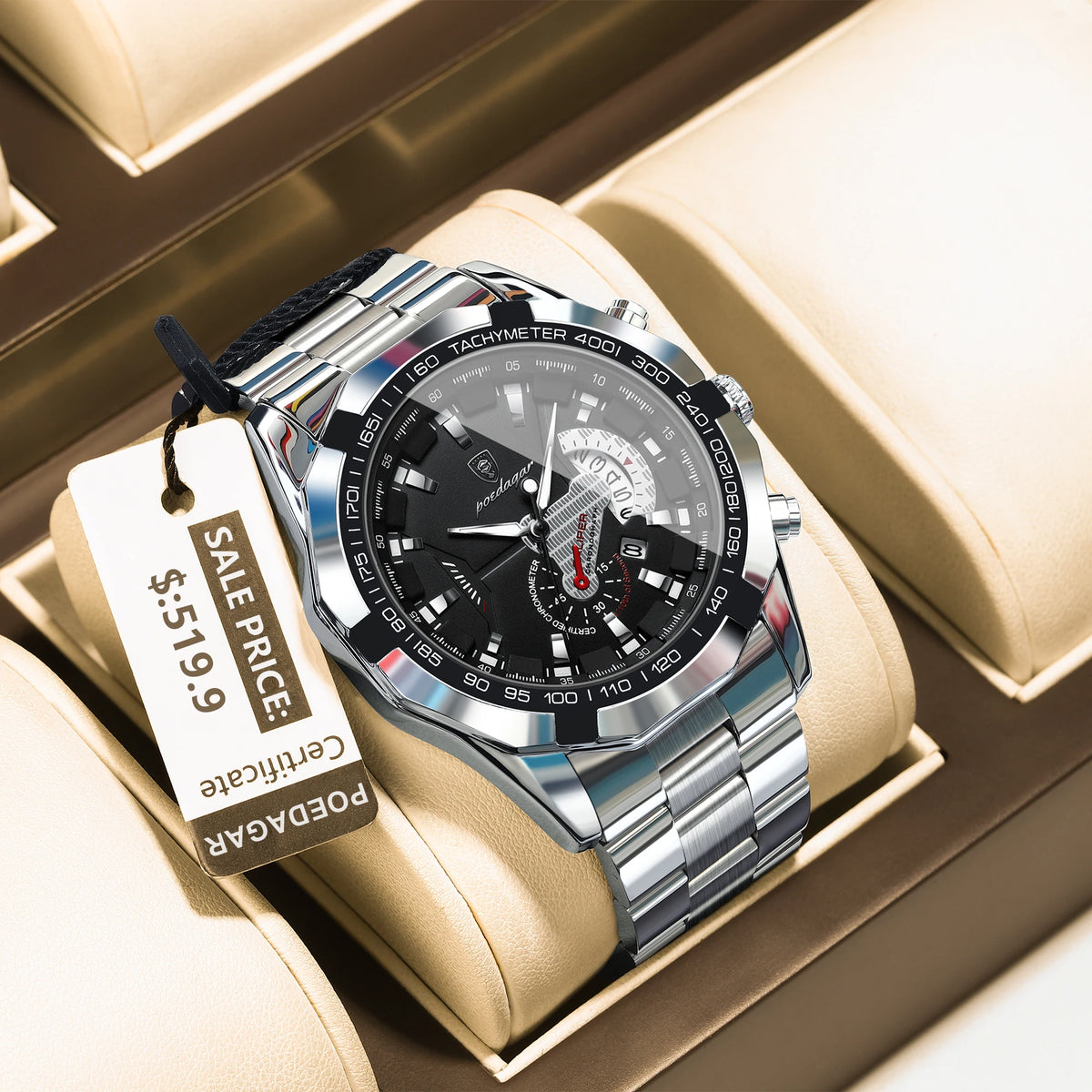 Poedagar 1801 Men's Luxury Quartz Watch – Stainless Steel Band, Waterproof, Luminous, Date