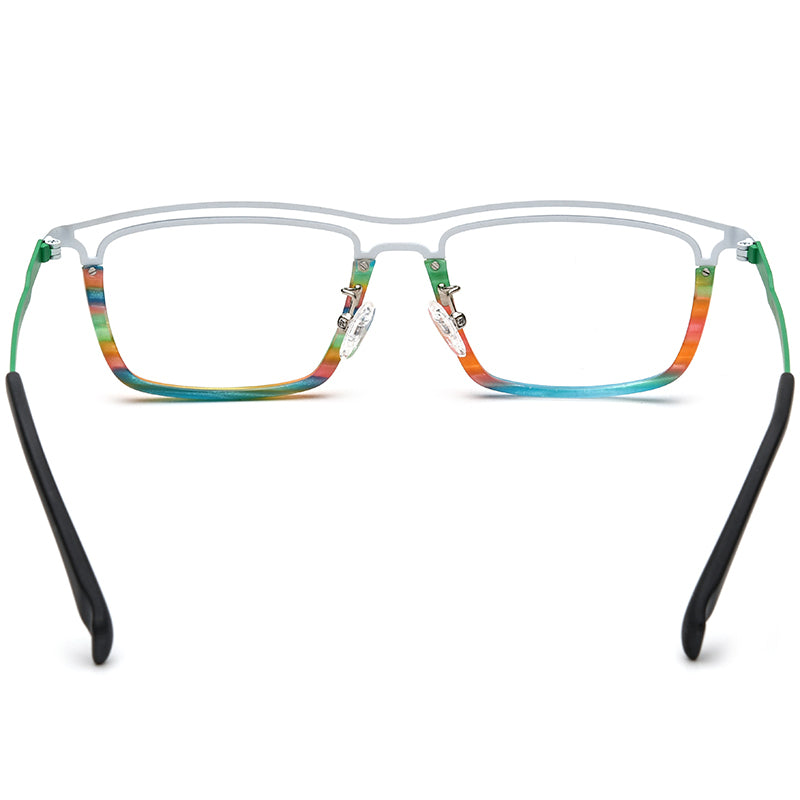 Vintage Square Acetate Titanium Optical Glasses Frame - MCROONS - back view