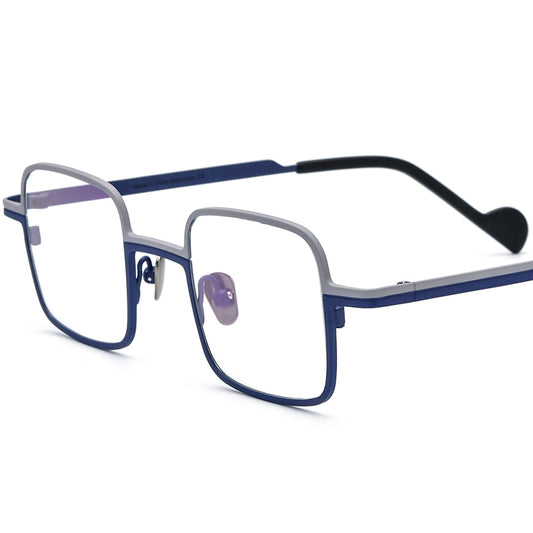 Titanium Square Optical Glasses Frame Retro Colourful - MCROONS - Matte White Blue