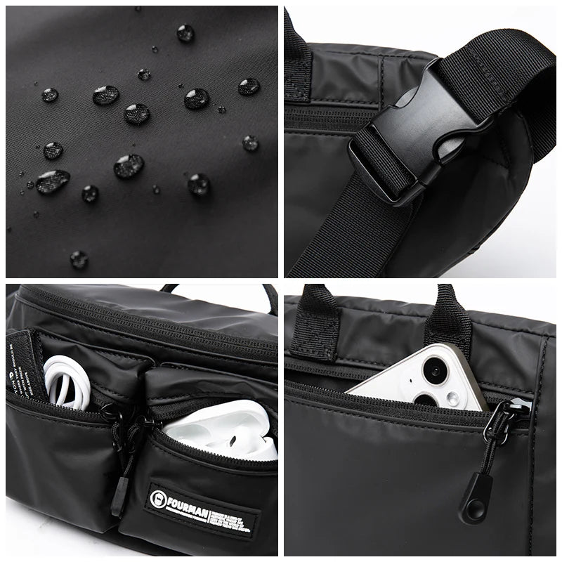 Men'S Shoulder Bag PVC Commute Vintage Water Resistant Travel Crossbody Bag Men Custom Logo Unisex Bags Can Fit 7.9 Inch Flat