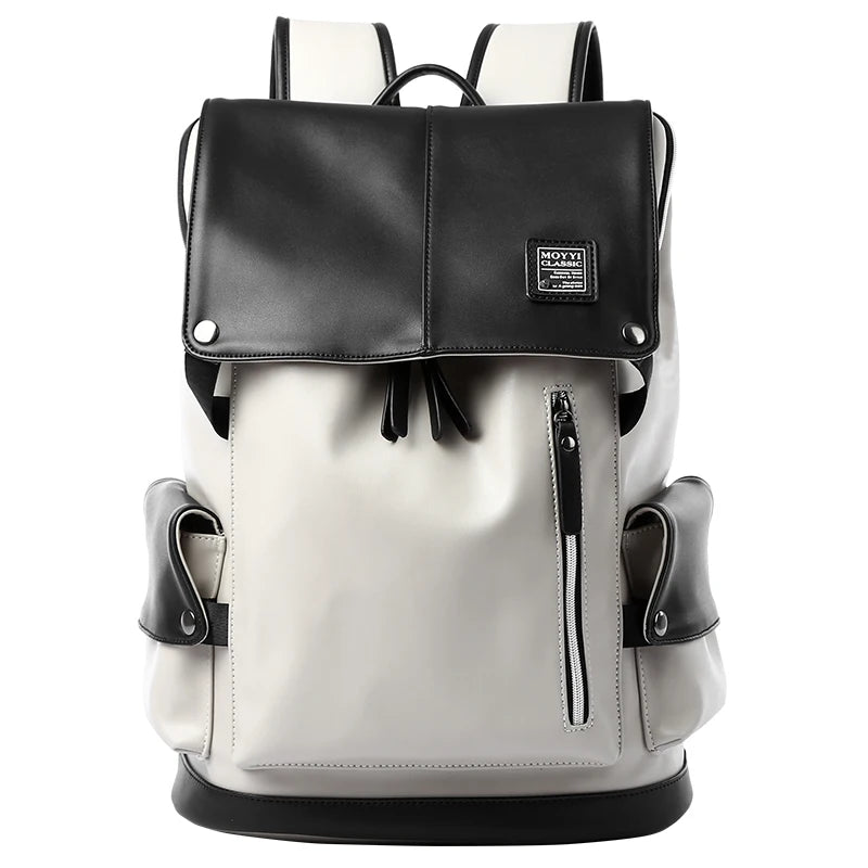 Vintage Korean Style Men's PU Leather Casual Travel Laptop Backpack