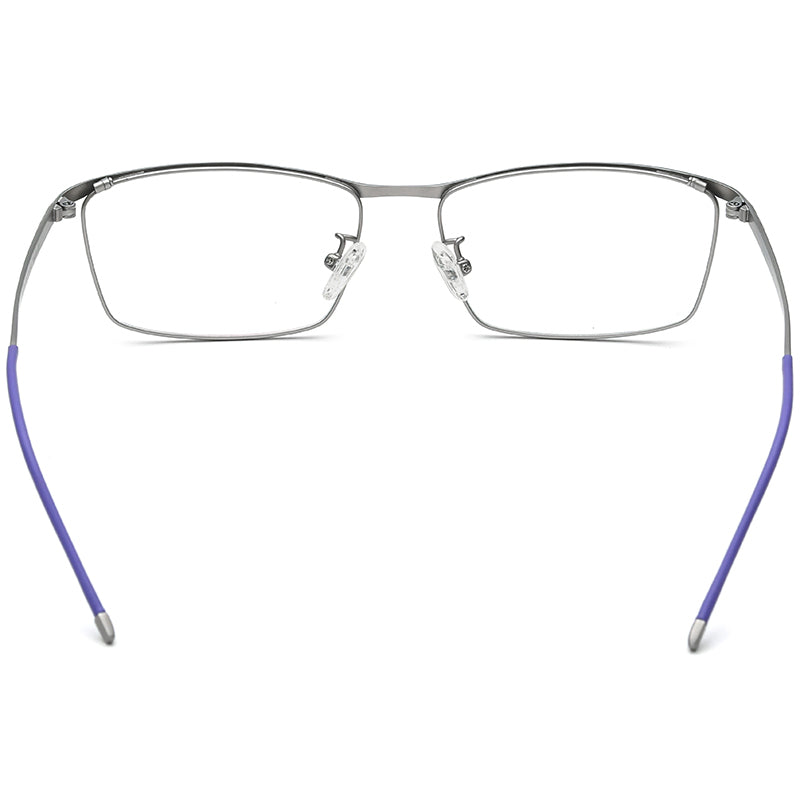 Square Titanium Optical Glasses Frame Japanese Style - MCROONS - Silver back view