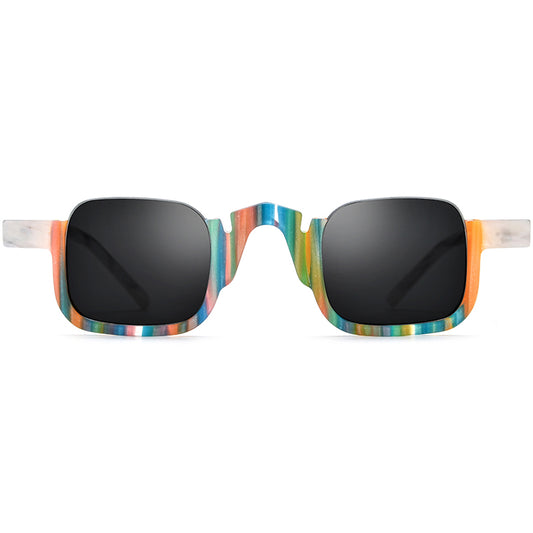 Multicolour Acetate Square Sunglasses Retro - MCROONS - front view