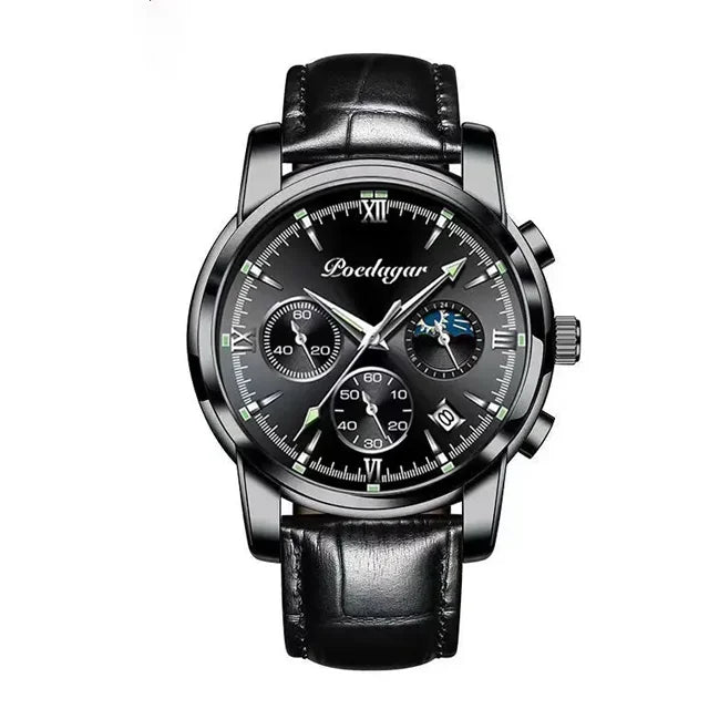 Poedagar 8058 Men's Luxury Quartz Watch – Stainless Steel Band, Waterproof, Luminous, Date