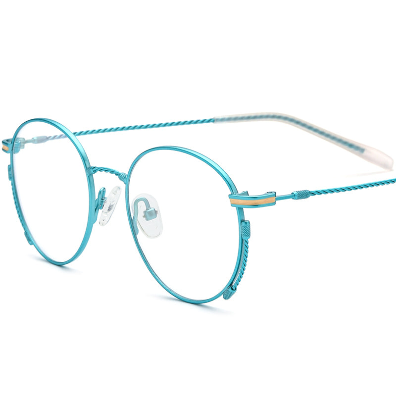 Retro Lightweight Titanium Round Optical Glasses - Blue - MCROONS
