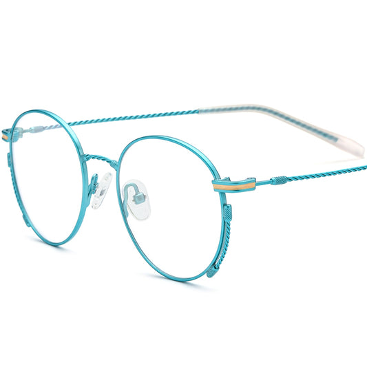Retro Lightweight Titanium Round Optical Glasses - Blue - MCROONS