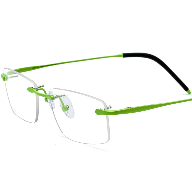 Rimless Titanium Square Sports Optical Glasses Ultralight - Green - MCROONS