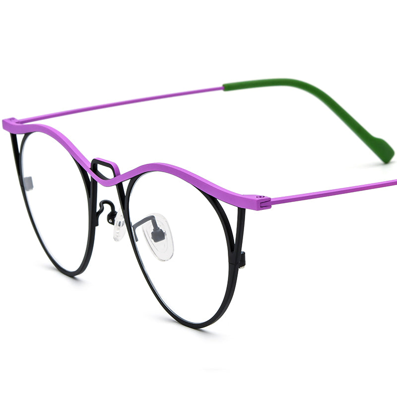 Vintage Titanium Cat Eye Optical Glasses - Purple Black - MCROONS