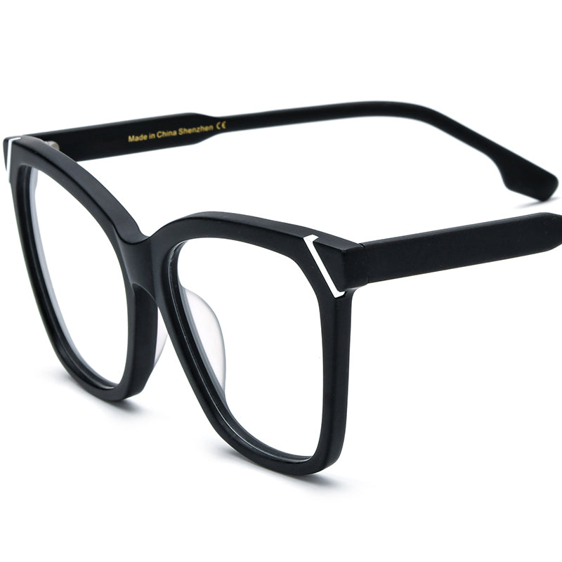 Retro Cat Eye Optical Glasses Frame Big Size - Matte Black - MCROONS