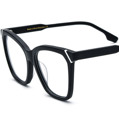 Retro Cat Eye Optical Glasses Frame Big Size - Matte Black - MCROONS