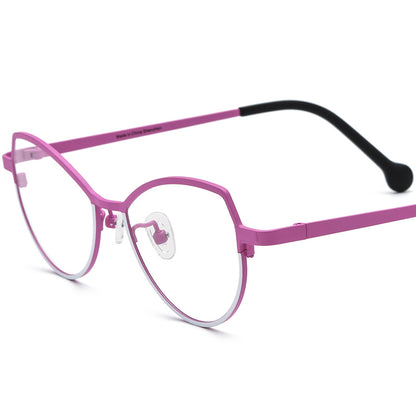 Colourful Titanium Cat Eye Optical Glasses Frame - Pink White - MCROONS