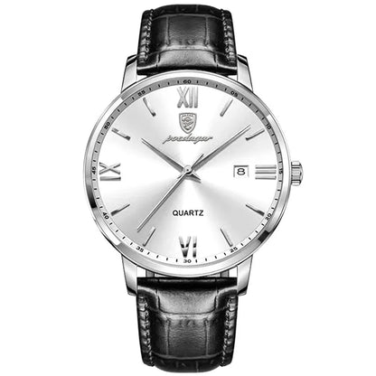 Poedagar 826 Men's Luxury Quartz Watch – Leather Strap, Waterproof, Date