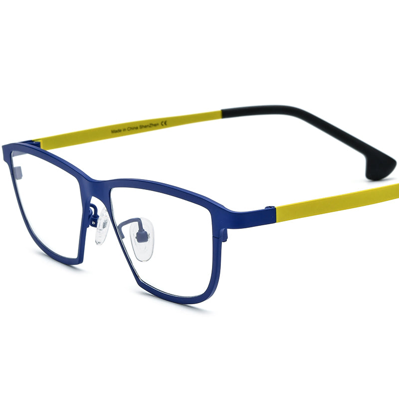 Colourful Titanium Square Optical Glasses Frame Lightweight - Blue - MCROONS