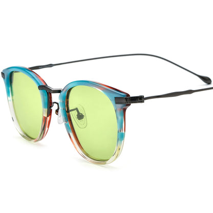 Square Acetate Titanium Sunglasses Polarized Mirrored UV400 - MCROONS - Gray