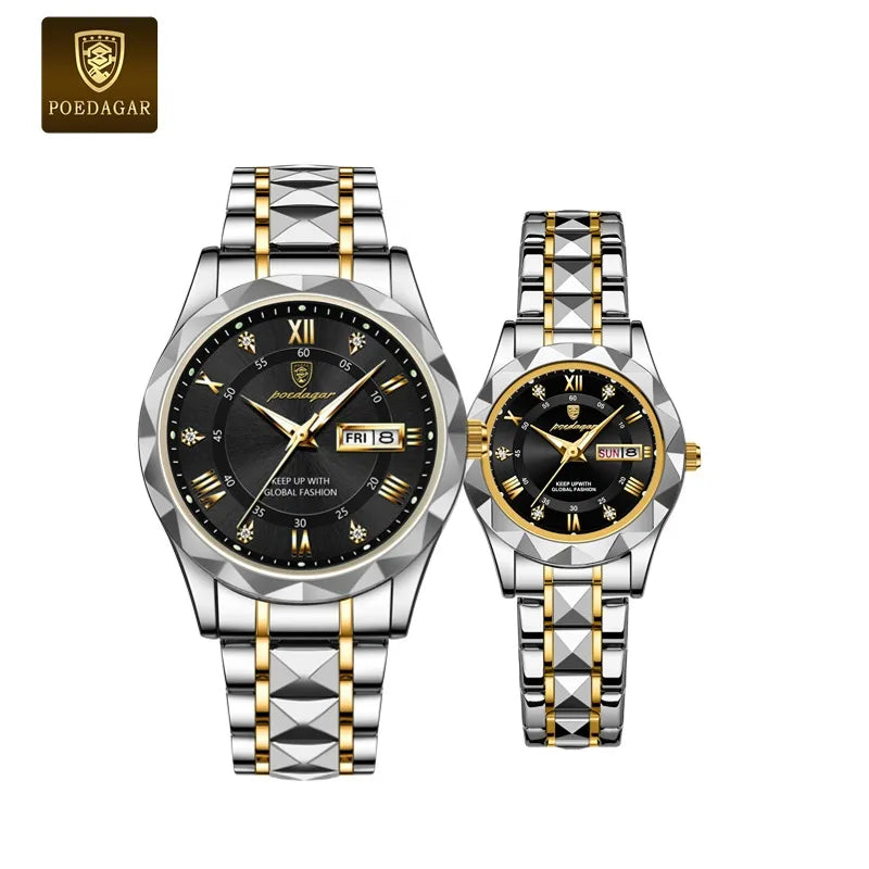 Poedagar Women's Luxury Quartz Watch – Stainless Steel Band, Waterproof, Luminous, Date