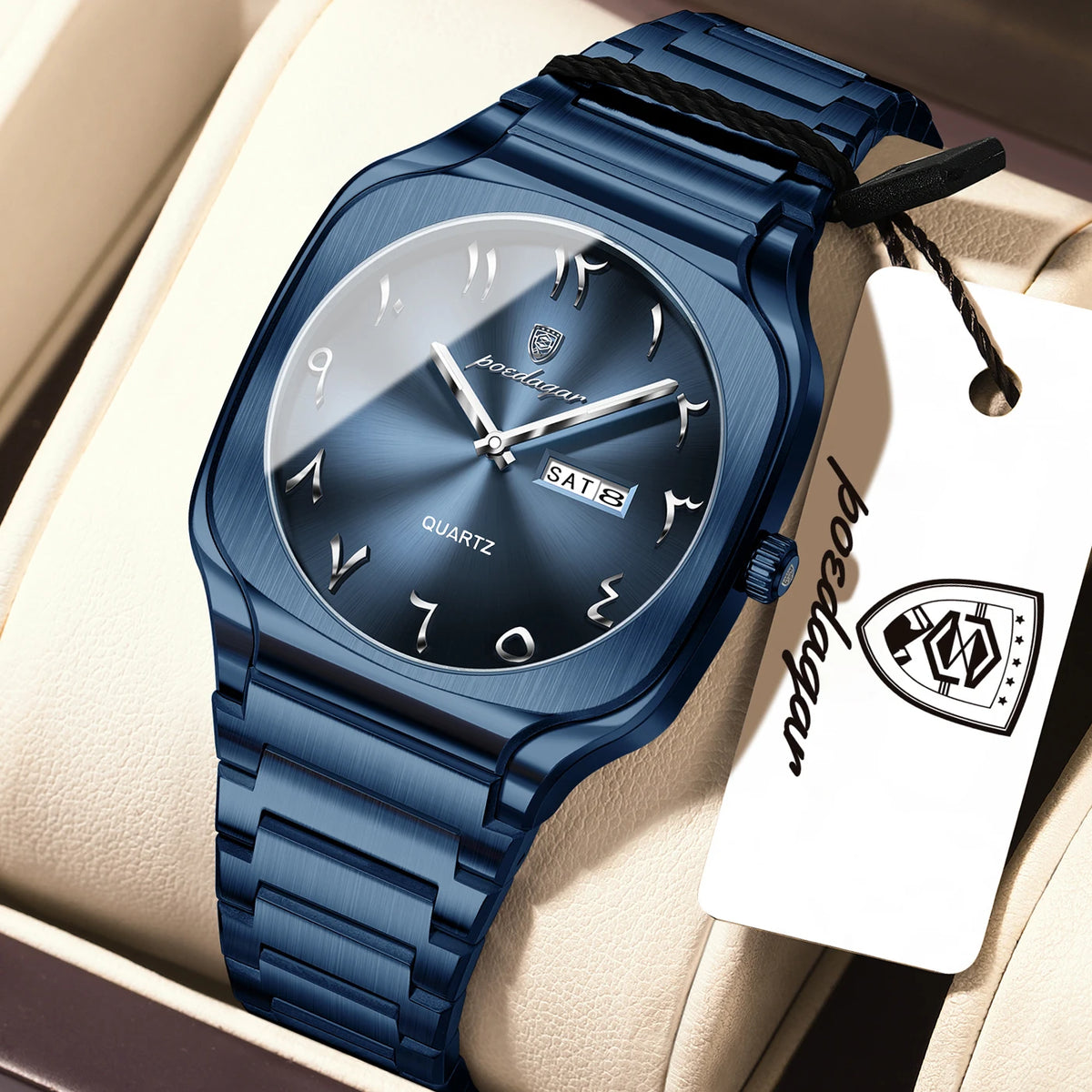 Poedagar 616 Men's Luxury Quartz Watch – Stainless Steel Band, Waterproof, Luminous, Date