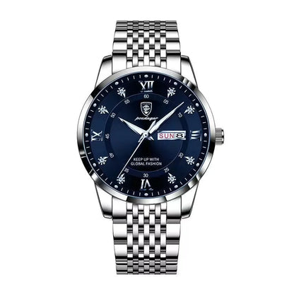 Poedagar 836 Men's Luxury Quartz Watch – Stainless Steel Band, Waterproof, Luminous, Date