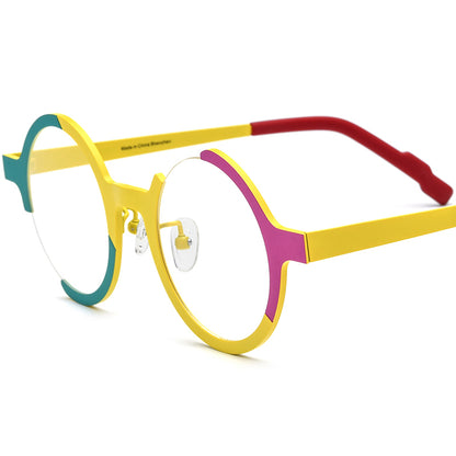 Colourful Titanium Round Optical Glasses Frame Retro - Matte Yellow - MCROONS